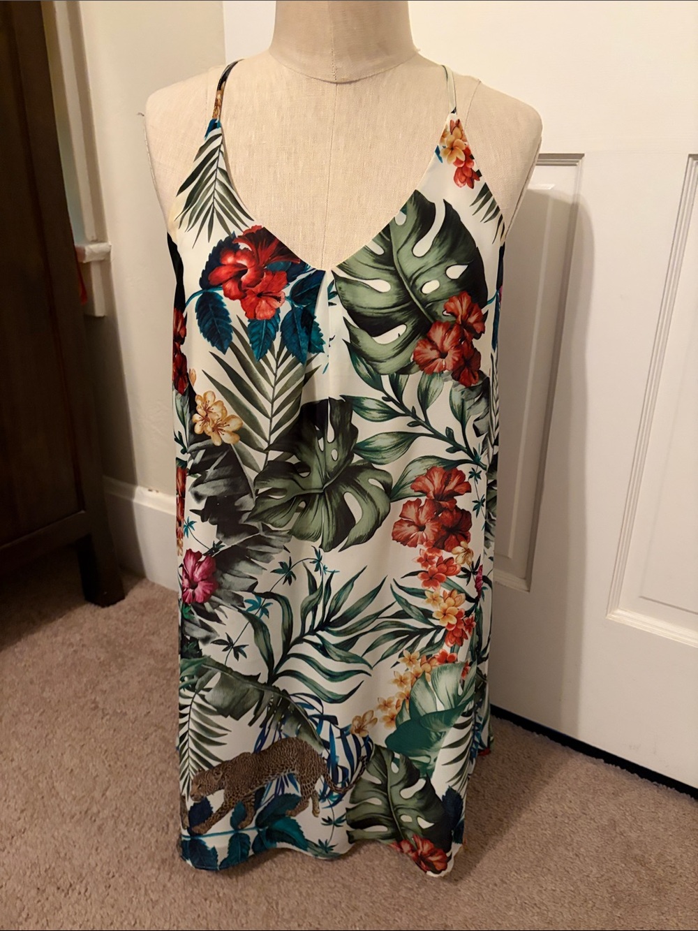 Tropical Floral Slip Dress - leopards!